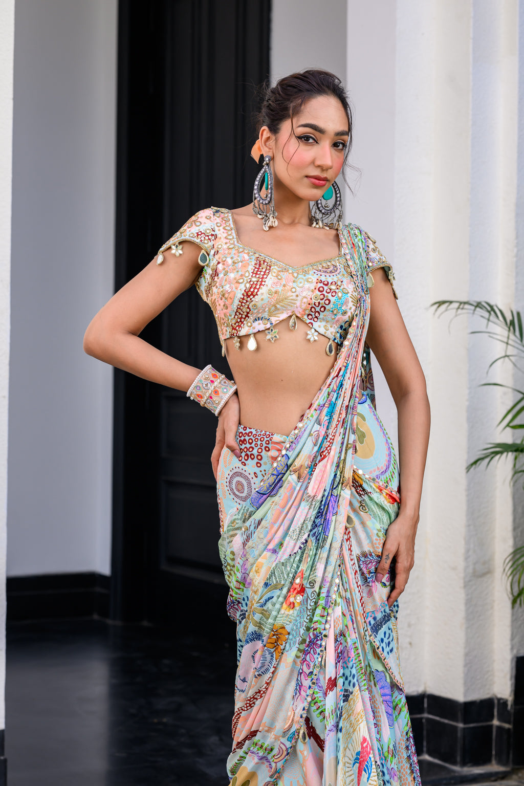 Gardenia Highlighted Saree