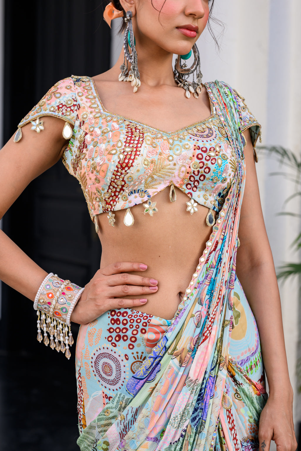 Gardenia Highlighted Saree