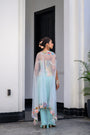 Gardenia Highlighted Corset With Dhoti Skirt And Cape
