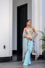 Gardenia Highlighted Corset With Dhoti Skirt And Cape