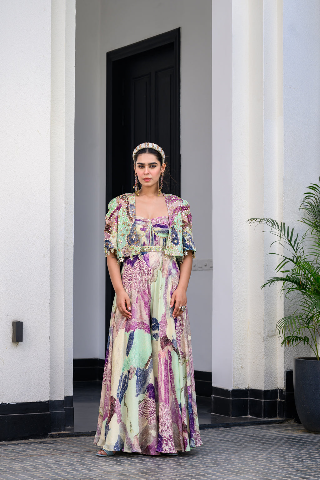 Eden Jumpsuit Paidawn With H Cape Jacket Set