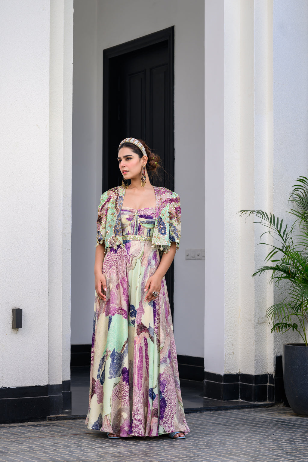 Eden Jumpsuit Paidawn With H Cape Jacket Set