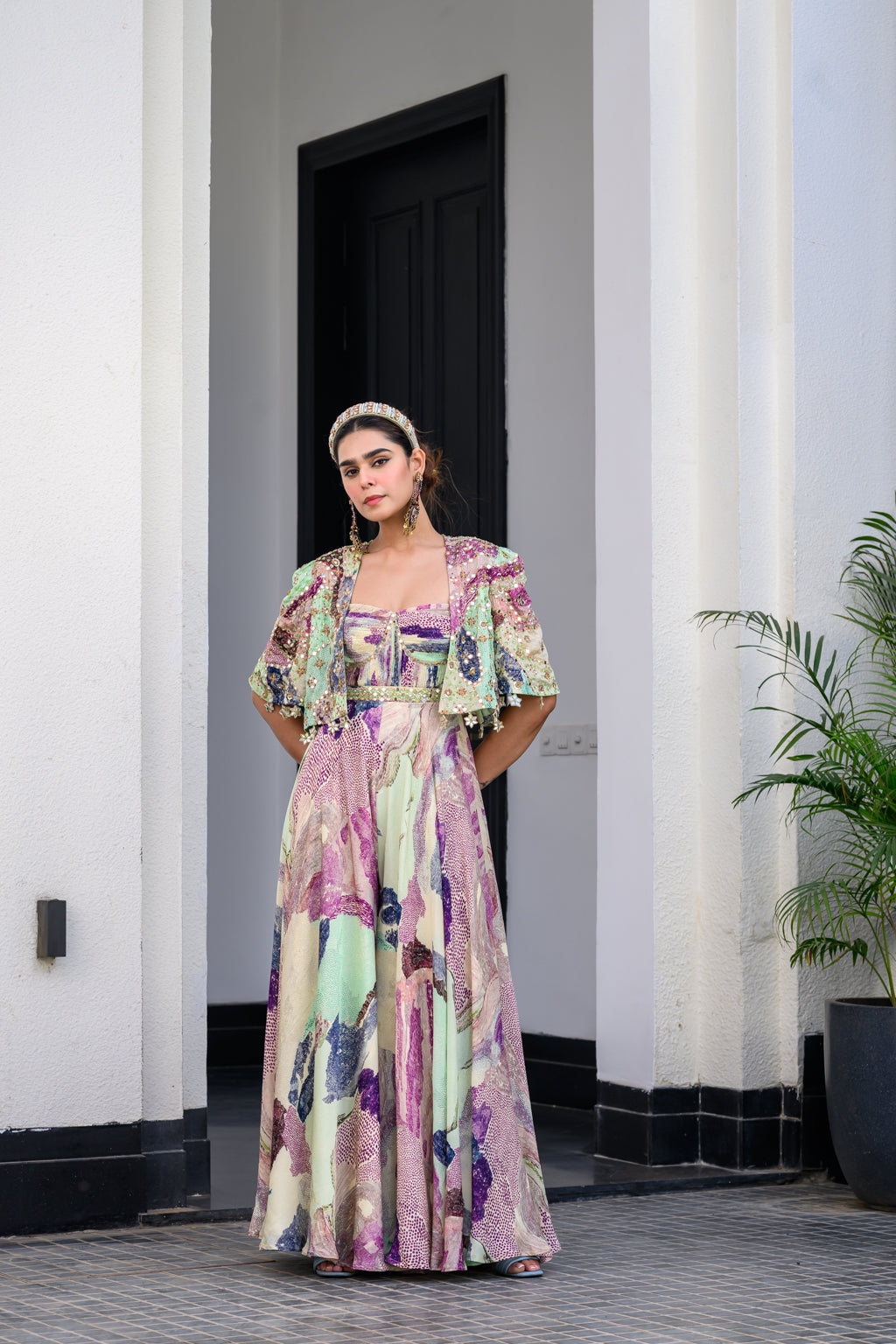 Eden Jumpsuit Paidawn With H Cape Jacket Set