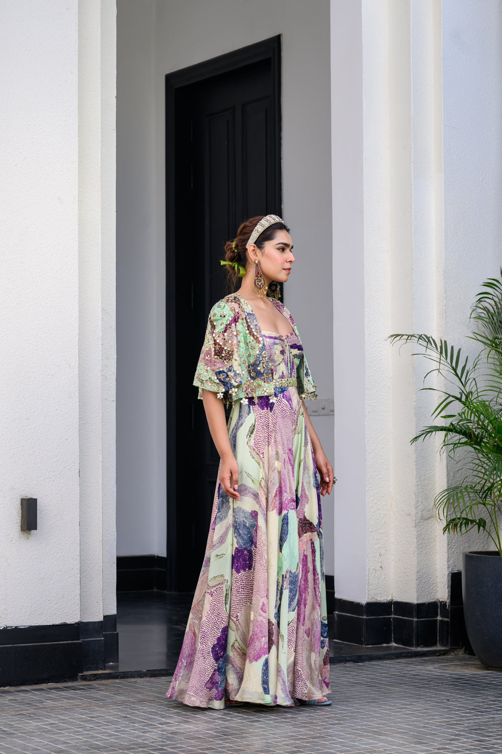 Eden Jumpsuit Paidawn With H Cape Jacket Set