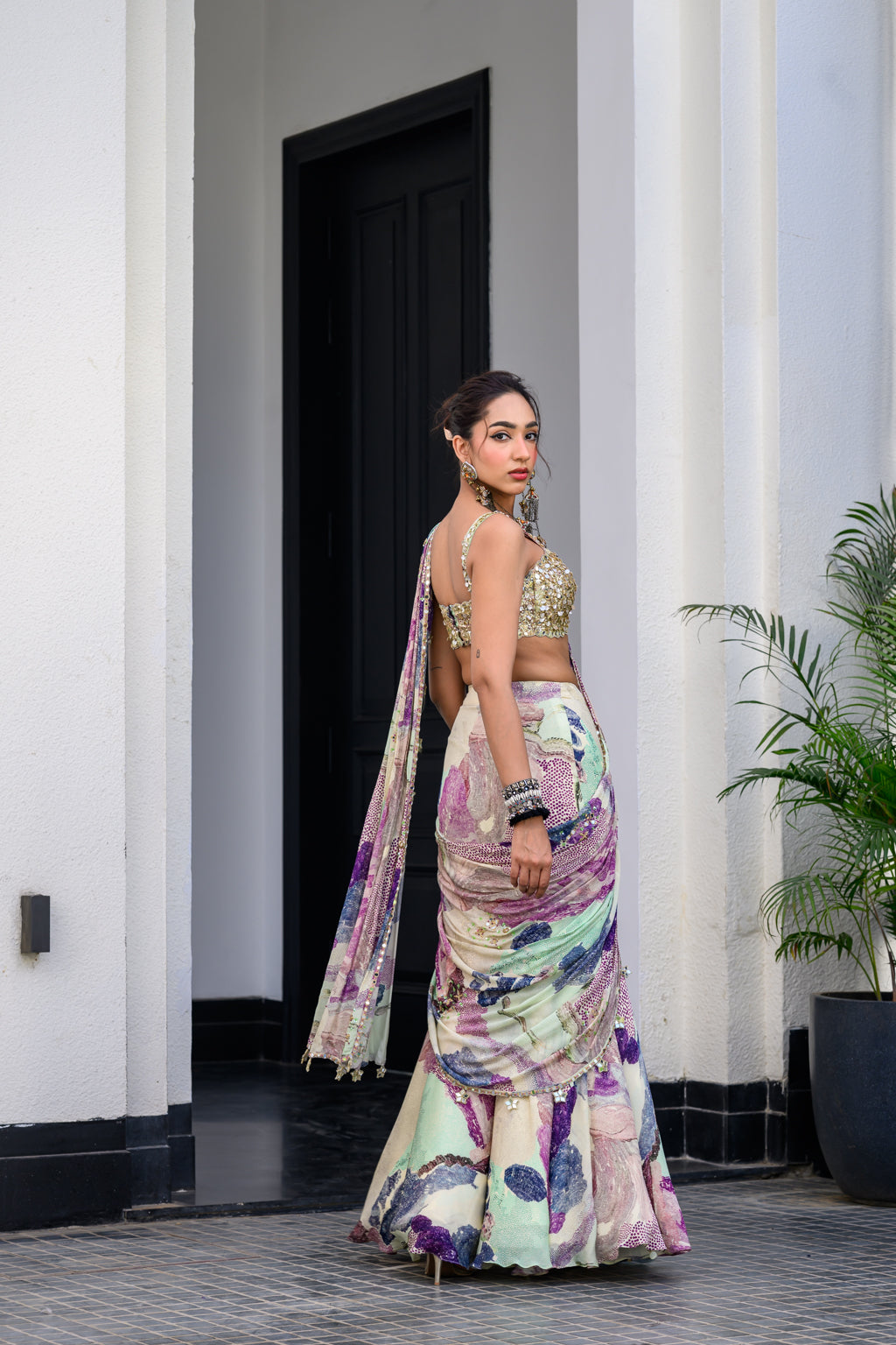Eden H Saree Paidawn With Hand Emb Blouse