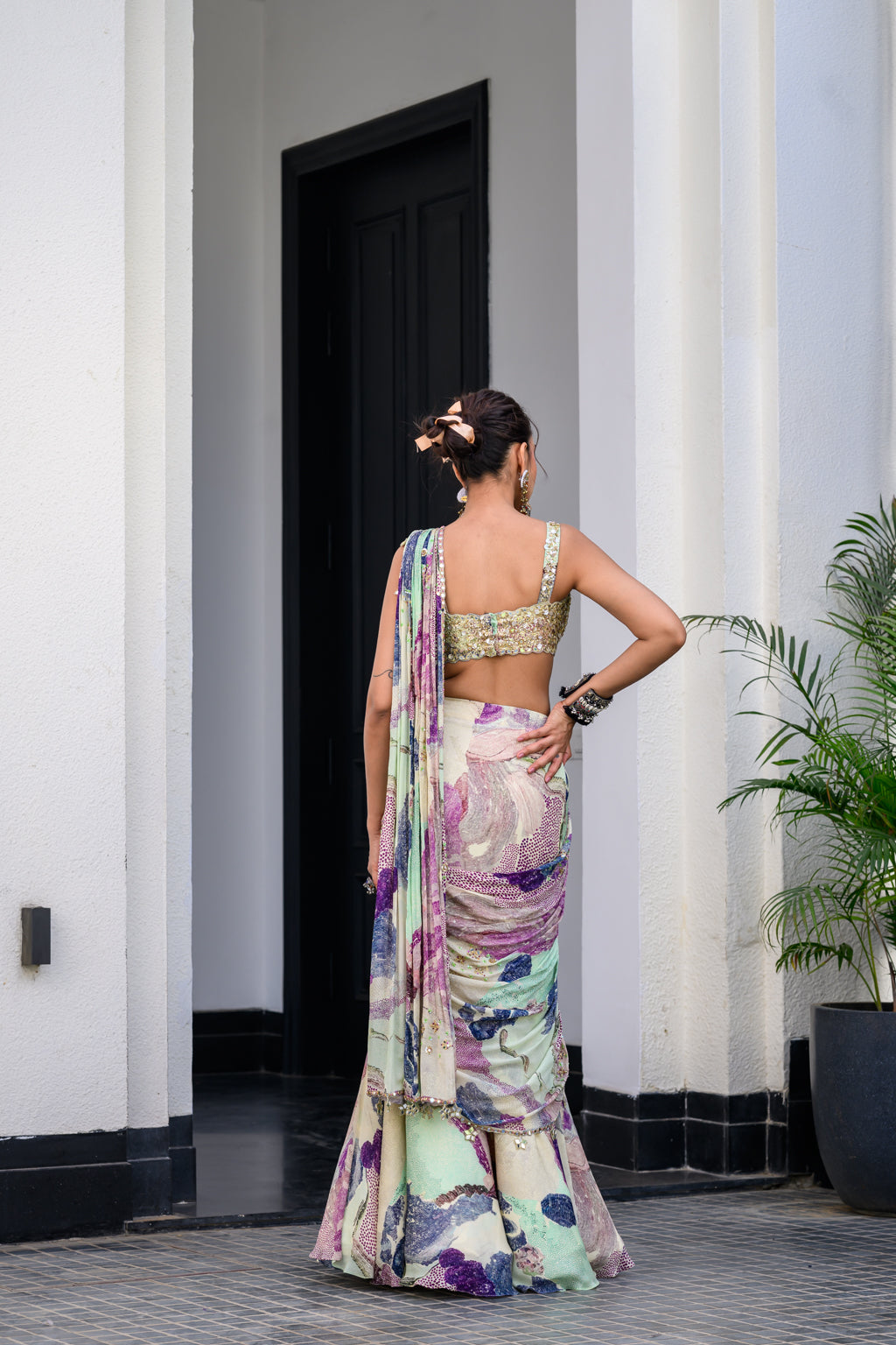Eden H Saree Paidawn With Hand Emb Blouse
