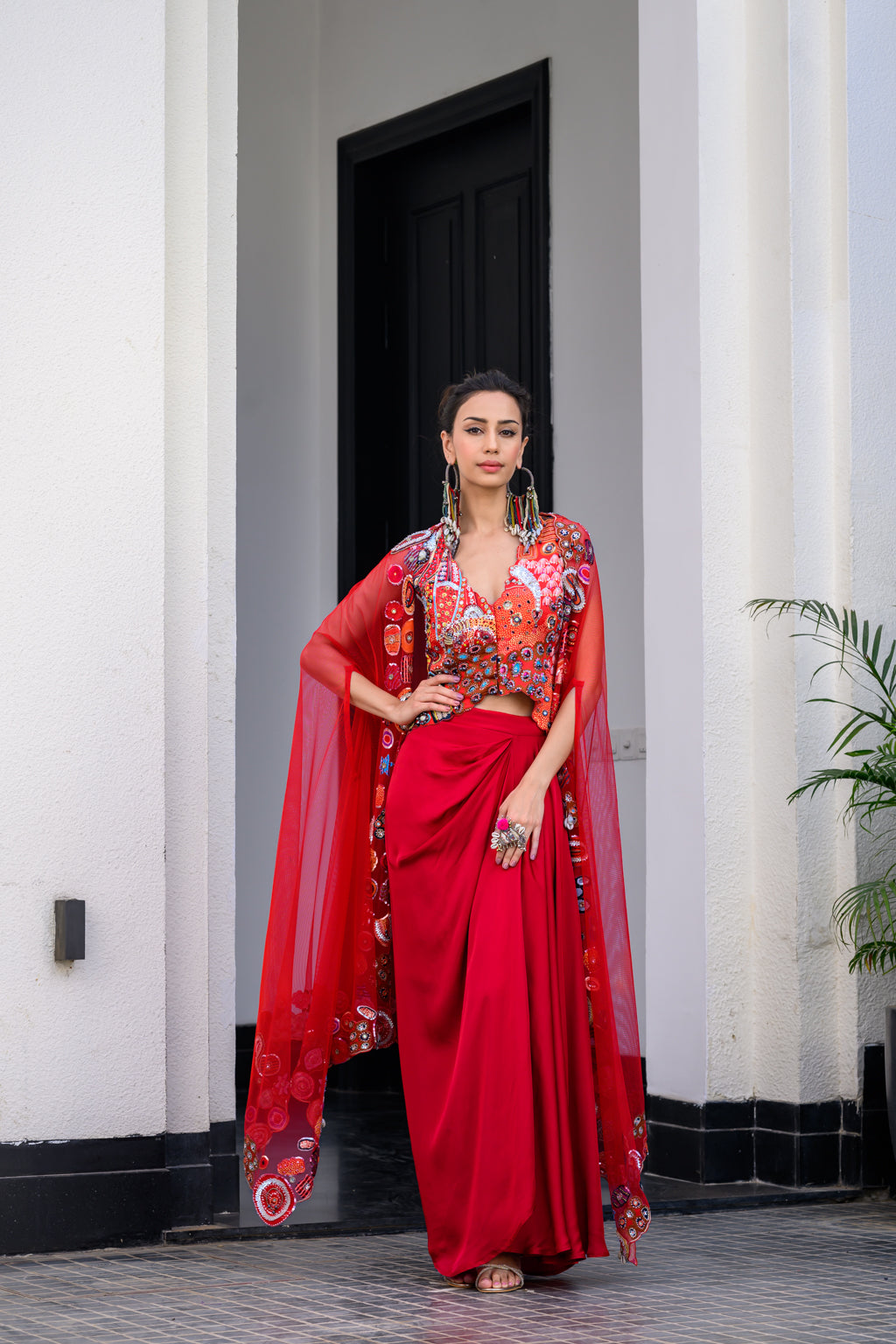 Dawn H Jacket And Dhoti Skirt Set Paidawn With H Apl Cape
