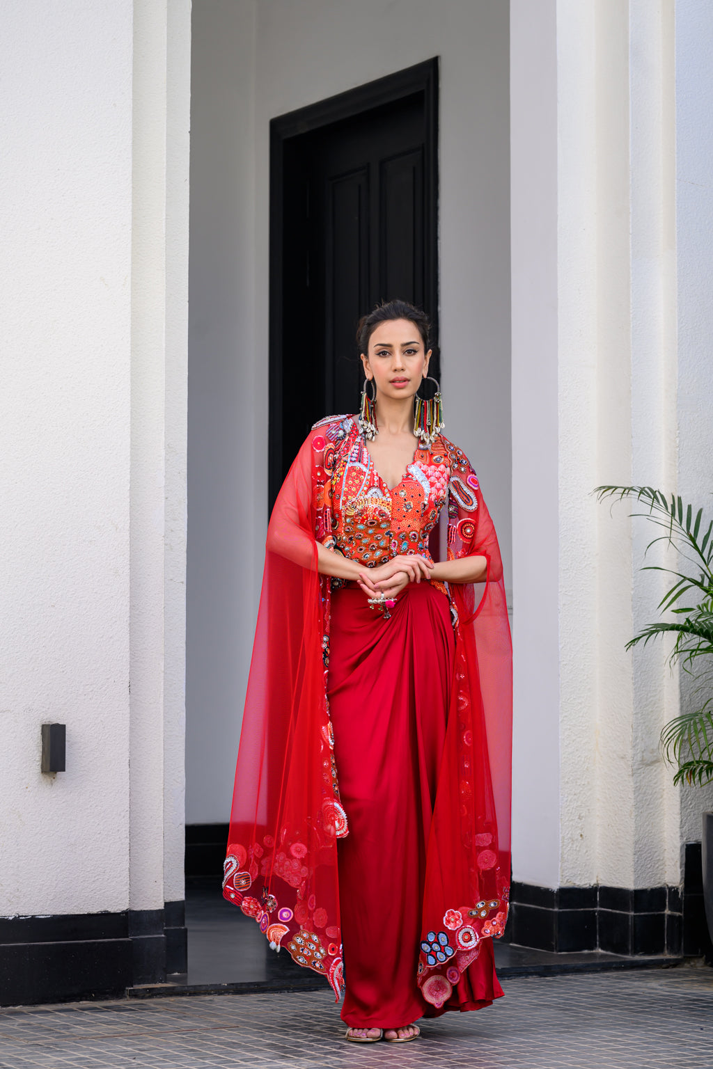 Dawn H Jacket And Dhoti Skirt Set Paidawn With H Apl Cape