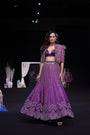 Dark purple Fully embellished Ajrakh lehenga and jacket with bralette