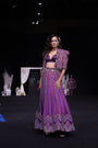 Dark purple Fully embellished Ajrakh lehenga and jacket with bralette