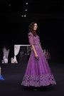 Dark purple Fully embellished Ajrakh lehenga and jacket with bralette