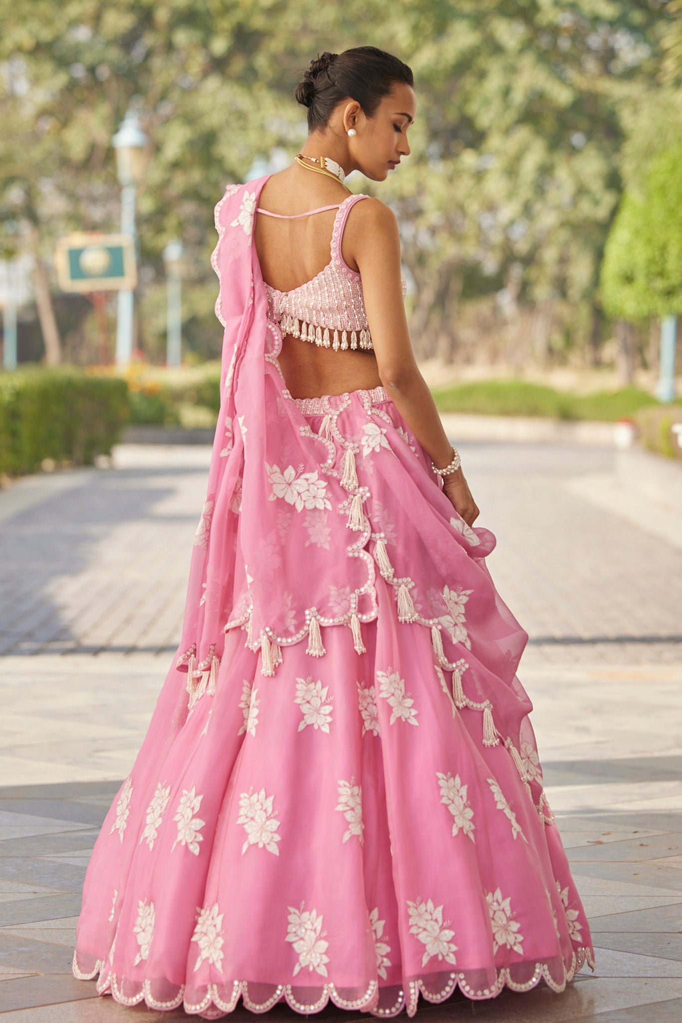 Pink Flower Lehenga Set