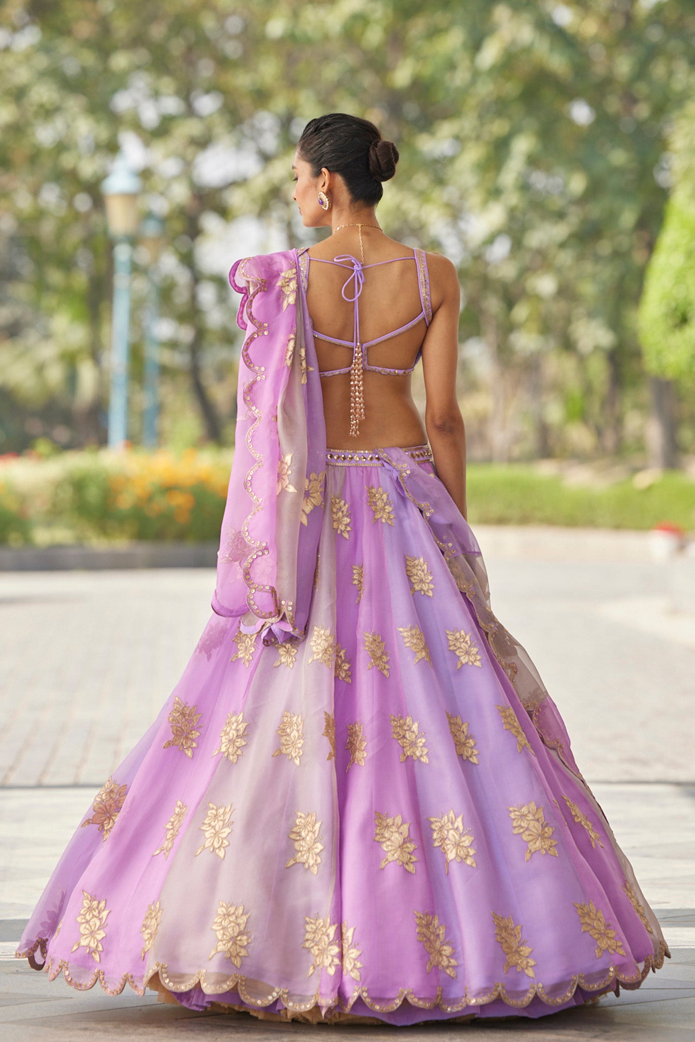 Mauve Multicolor Flower Lehenga Set