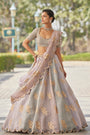 Powder Grey Flower Lehenga Set