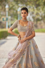 Powder Grey Flower Lehenga Set