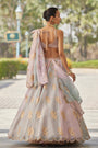 Ash Pink Flower Lehenga Set