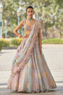 Ash Pink Flower Lehenga Set