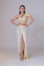Ivory off Shoulder Crop Top with Emblished Pants