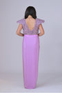 Lilac Power Shoulder Crop Top and Skirt Set