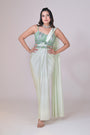 Mint Green Lycra Saree Set