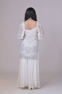 White Emblished Short Shirt with Cape Sleeves and Sharara