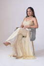 Ivory high Waisted Pants with Crop Top set