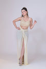 Ivory high Waisted Pants with Crop Top set