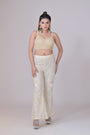 Ivory high Waisted Pants with Crop Top set
