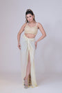 Ivory high Waisted Pants with Crop Top set