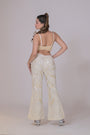 Ivory high Waisted Pants with Crop Top set