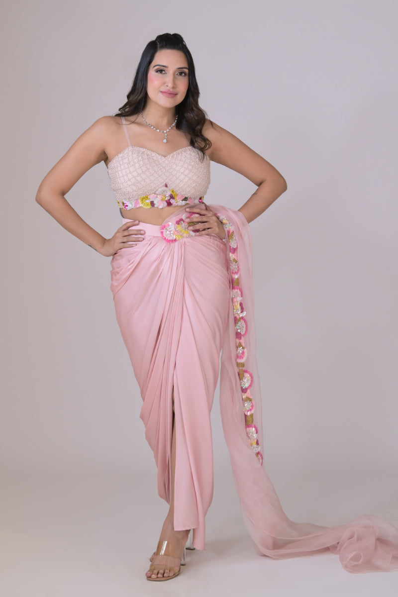 Saree with Embroidered Boarder and Blouse set