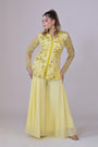 Lemon Yellow Floral Work Jacket with Sharara