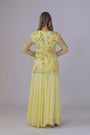 Lemon Yellow Floral Work Jacket with Sharara