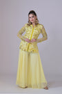 Lemon Yellow Floral Work Jacket with Sharara