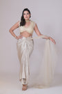A Georgette Shimmer  Pre Stitched Drape saree