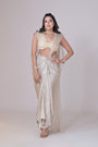 A Georgette Shimmer  Pre Stitched Drape saree