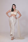 A Georgette Shimmer  Pre Stitched Drape saree