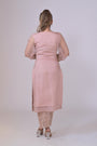 Nude pink organza shirt with neck and arms handwork