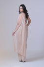 Beige crop top with cutdana palla work and lycra saree drape