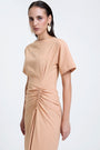 Linen Ruched Drape Dress