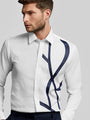 Colourblocked Spread Collar Cotton Casual Shirt