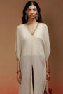 Crushed Tissue Kaftan Set with Stone Neckline