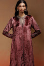 Wine Kurta Set with Contrast Bottom and Embellished Organza Dupatta