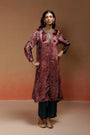 Wine Kurta Set with Contrast Bottom and Embellished Organza Dupatta