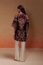 Deep Wine Jacquard Kurta Set with Paisley Print and Ivory Silk Pants
