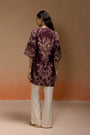 Deep Wine Jacquard Kurta Set with Paisley Print and Ivory Silk Pants