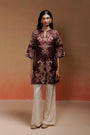 Deep Wine Jacquard Kurta Set with Paisley Print and Ivory Silk Pants