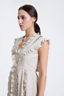 Natural Dramatic Ruffled Dress