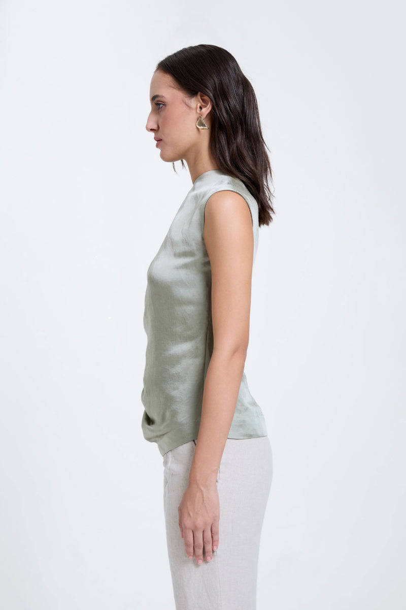 Off Shoulder Draped Pleated Top