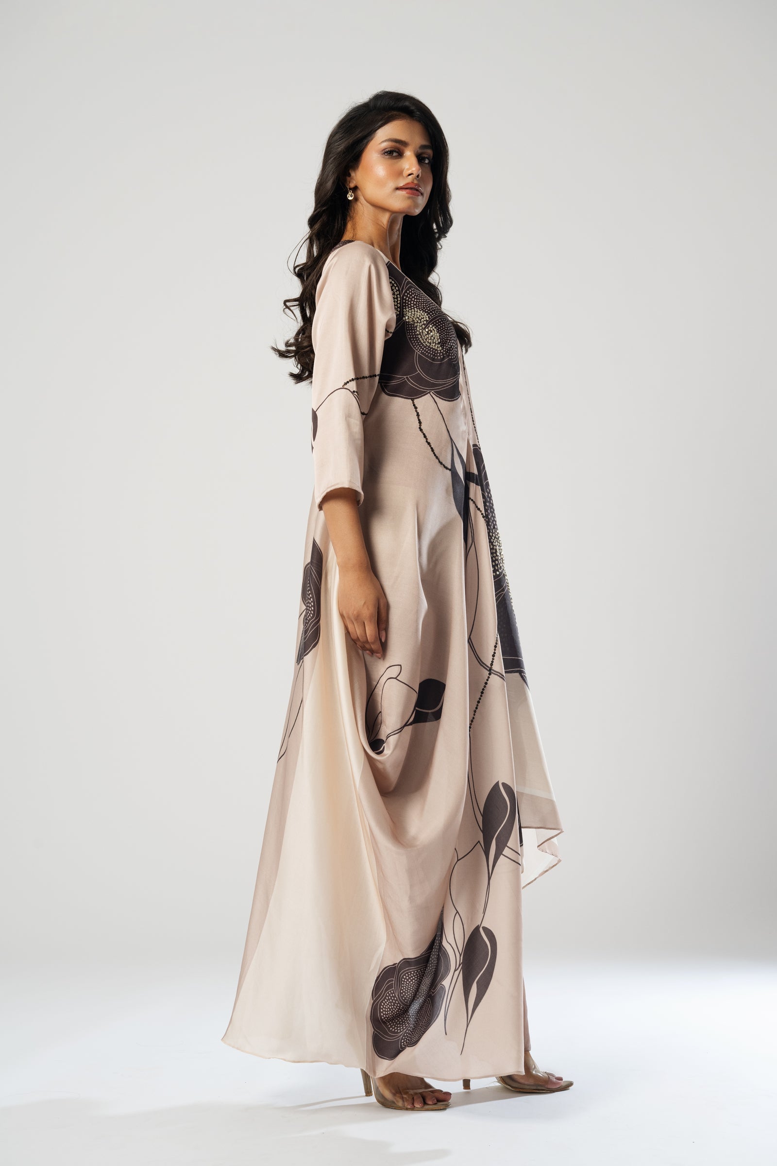 Elegant High-Low Drape Dress